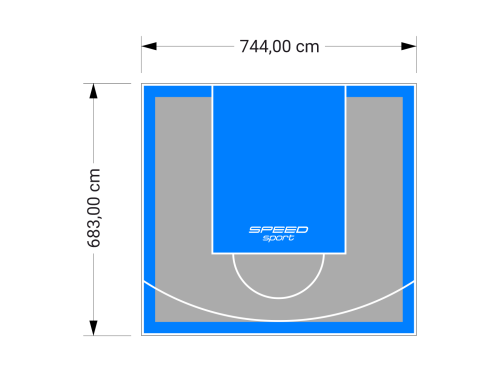 51M2/683X744CM SZARO-BŁĘKITNE BOISKO DO KOSZYKÓWKI SPEEDSPORT HEXA POWER PRO