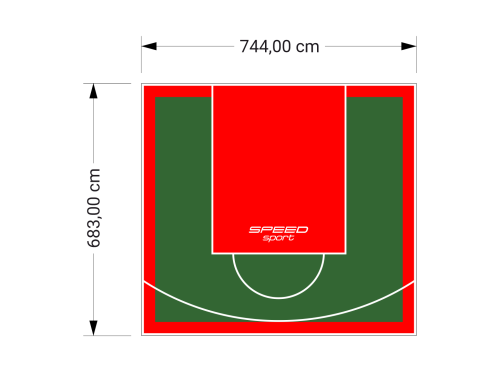 51M2/683X744CM ZIELONO-CZERWONE BOISKO DO KOSZYKÓWKI SPEEDSPORT HEXA POWER PRO