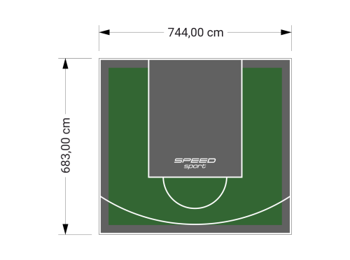 51M2/683X744CM ZIELONO-GRAFITOWE BOISKO DO KOSZYKÓWKI SPEEDSPORT HEXA POWER PRO