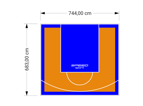51M2/683X744CM POMARAŃCZOWO-NIEBIESKIE BOISKO DO KOSZYKÓWKI SPEEDSPORT HEXA POWER PRO