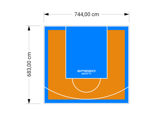 51M2/683X744CM POMARAŃCZOWO-BŁĘKITNE BOISKO DO KOSZYKÓWKI SPEEDSPORT HEXA POWER PRO