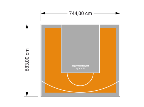 51M2/683X744CM POMARAŃCZOWO-SZARE BOISKO DO KOSZYKÓWKI SPEEDSPORT HEXA POWER PRO