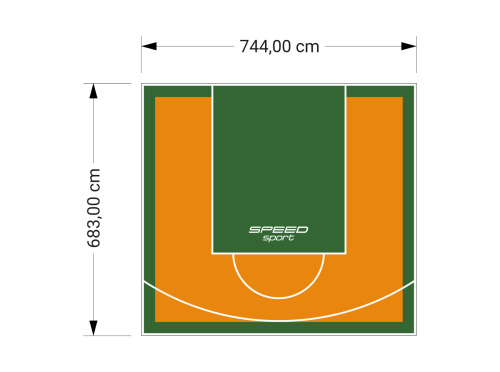 51M2/683X744CM POMARAŃCZOWO-ZIELONE BOISKO DO KOSZYKÓWKI SPEEDSPORT HEXA POWER PRO