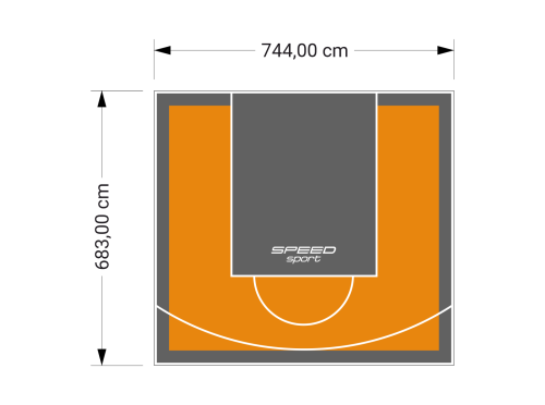51M2/683X744CM POMARAŃCZOWO-GRAFITOWE BOISKO DO KOSZYKÓWKI SPEEDSPORT HEXA POWER PRO