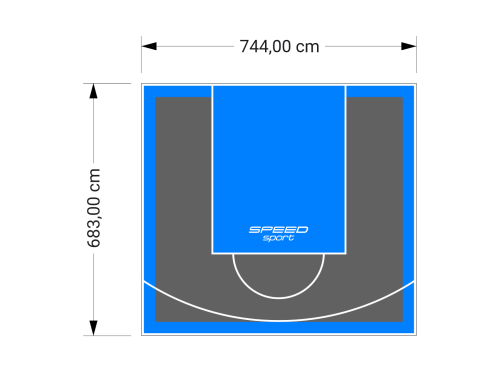 51M2/683X744CM GRAFITOWO-BŁĘKITNE BOISKO DO KOSZYKÓWKI SPEEDSPORT HEXA POWER PRO
