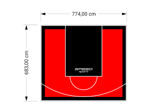 53M2/683X774CM CZERWONO-CZARNE BOISKO DO KOSZYKÓWKI SPEEDSPORT HEXA POWER PRO
