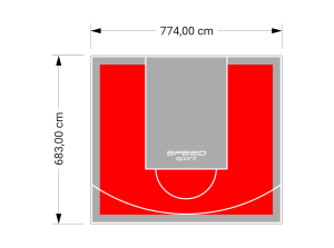 53M2/683X774CM CZERWONO-SZARE BOISKO DO KOSZYKÓWKI SPEEDSPORT HEXA POWER PRO