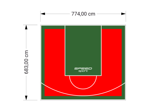 53M2/683X774CM CZERWONO-ZIELONE BOISKO DO KOSZYKÓWKI SPEEDSPORT HEXA POWER PRO