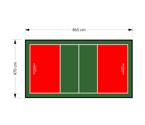 41M2/865x470CM CZERWONO-ZIELONE BOISKO DO SIATKÓWKI SPEEDSPORT HEXA POWER PRO