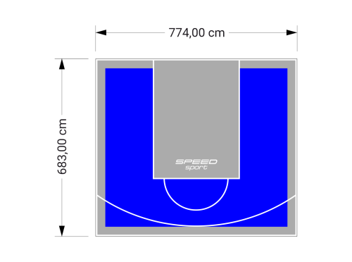 53M2/683X774CM NIEBIESKO-SZARE BOISKO DO KOSZYKÓWKI SPEEDSPORT HEXA POWER PRO