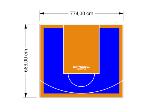 53M2/683X774CM NIEBIESKO-POMARAŃCZOWE BOISKO DO KOSZYKÓWKI SPEEDSPORT HEXA POWER PRO