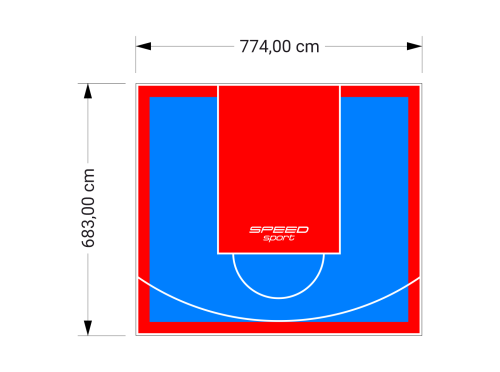 53M2/683X774CM BŁĘKITNO-CZERWONE BOISKO DO KOSZYKÓWKI SPEEDSPORT HEXA POWER PRO