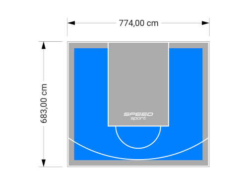 53M2/683X774CM BŁĘKITNO-SZARE BOISKO DO KOSZYKÓWKI SPEEDSPORT HEXA POWER PRO