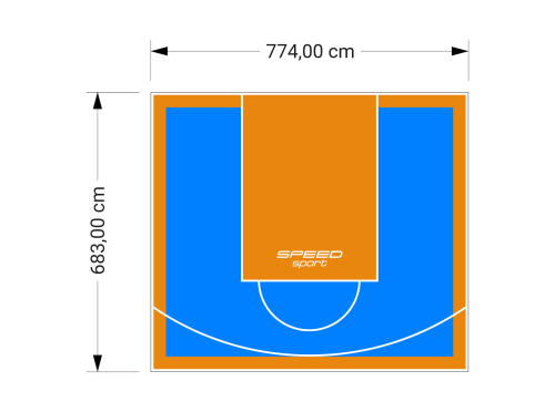 53M2/683X774CM BŁĘKITNO-POMARAŃCZOWE BOISKO DO KOSZYKÓWKI SPEEDSPORT HEXA POWER PRO