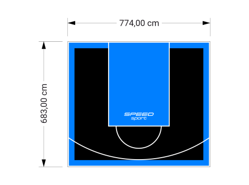 53M2/683X774CM CZARNO-BŁĘKITNE BOISKO DO KOSZYKÓWKI SPEEDSPORT HEXA POWER PRO