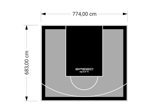 53M2/683X774CM SZARO-CZARNE BOISKO DO KOSZYKÓWKI SPEEDSPORT HEXA POWER PRO