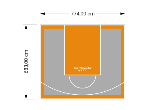 53M2/683X774CM SZARO-POMARAŃCZOWE BOISKO DO KOSZYKÓWKI SPEEDSPORT HEXA POWER PRO