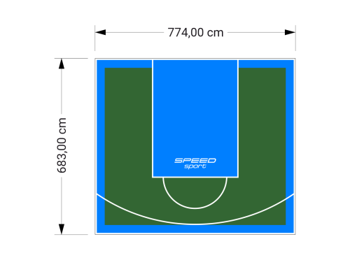 53M2/683X774CM ZIELONO-BŁĘKITNE BOISKO DO KOSZYKÓWKI SPEEDSPORT HEXA POWER PRO