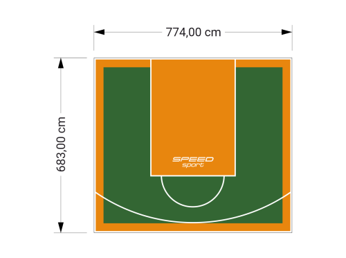 53M2/683X774CM ZIELONO-POMARAŃCZOWE BOISKO DO KOSZYKÓWKI SPEEDSPORT HEXA POWER PRO