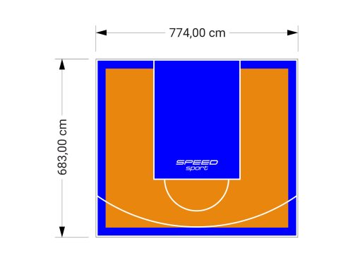 53M2/683X774CM POMARAŃCZOWO-NIEBIESKIE BOISKO DO KOSZYKÓWKI SPEEDSPORT HEXA POWER PRO