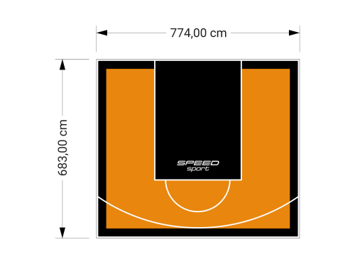 53M2/683X774CM POMARAŃCZOWO-CZARNE BOISKO DO KOSZYKÓWKI SPEEDSPORT HEXA POWER PRO