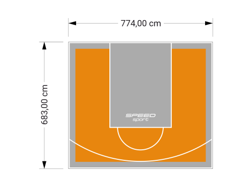 53M2/683X774CM POMARAŃCZOWO-SZARE BOISKO DO KOSZYKÓWKI SPEEDSPORT HEXA POWER PRO