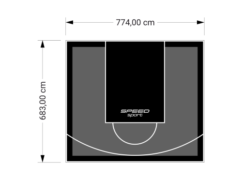 53M2/683X774CM GRAFITOWO-CZARNE BOISKO DO KOSZYKÓWKI SPEEDSPORT HEXA POWER PRO