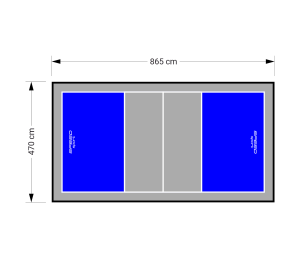 41M2/865x470CM NIEBIESKO-SZARE BOISKO DO SIATKÓWKI SPEEDSPORT HEXA POWER PRO