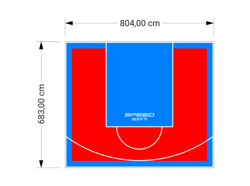 55M2/683X804CM CZERWONO-BŁĘKITNE BOISKO DO KOSZYKÓWKI SPEEDSPORT HEXA POWER PRO