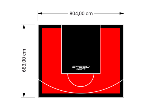 55M2/683X804CM CZERWONO-CZARNE BOISKO DO KOSZYKÓWKI SPEEDSPORT HEXA POWER PRO