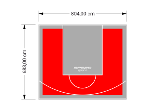 55M2/683X804CM CZERWONO-SZARE BOISKO DO KOSZYKÓWKI SPEEDSPORT HEXA POWER PRO