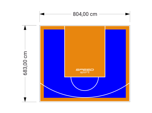 55M2/683X804CM NIEBIESKO-POMARAŃCZOWE BOISKO DO KOSZYKÓWKI SPEEDSPORT HEXA POWER PRO