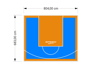 55M2/683X804CM BŁĘKITNO-POMARAŃCZOWE BOISKO DO KOSZYKÓWKI SPEEDSPORT HEXA POWER PRO