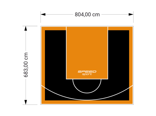 55M2/683X804CM CZARNO-POMARAŃCZOWE BOISKO DO KOSZYKÓWKI SPEEDSPORT HEXA POWER PRO