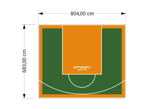 55M2/683X804CM ZIELONO-POMARAŃCZOWE BOISKO DO KOSZYKÓWKI SPEEDSPORT HEXA POWER PRO