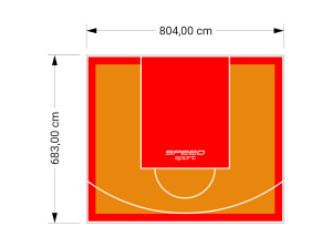 55M2/683X804CM POMARAŃCZOWO-CZERWONE BOISKO DO KOSZYKÓWKI SPEEDSPORT HEXA POWER PRO