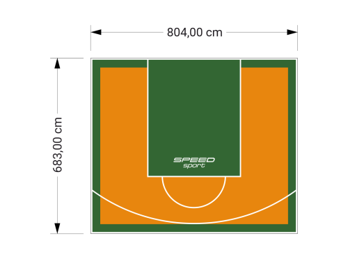 55M2/683X804CM POMARAŃCZOWO-ZIELONE BOISKO DO KOSZYKÓWKI SPEEDSPORT HEXA POWER PRO