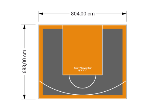 55M2/683X804CM GRAFITOWO-POMARAŃCZOWE BOISKO DO KOSZYKÓWKI SPEEDSPORT HEXA POWER PRO