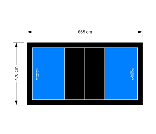41M2/865x470CM BŁĘKITNO-CZARNE BOISKO DO SIATKÓWKI SPEEDSPORT HEXA POWER PRO