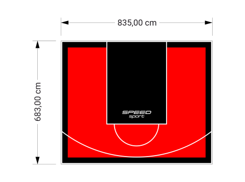 57M2/683X835CM CZERWONO-CZARNE BOISKO DO KOSZYKÓWKI SPEEDSPORT HEXA POWER PRO
