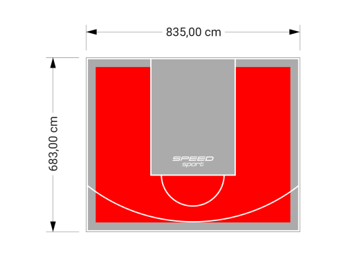 57M2/683X835CM CZERWONO-SZARE BOISKO DO KOSZYKÓWKI SPEEDSPORT HEXA POWER PRO