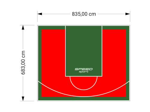 57M2/683X835CM CZERWONO-ZIELONE BOISKO DO KOSZYKÓWKI SPEEDSPORT HEXA POWER PRO