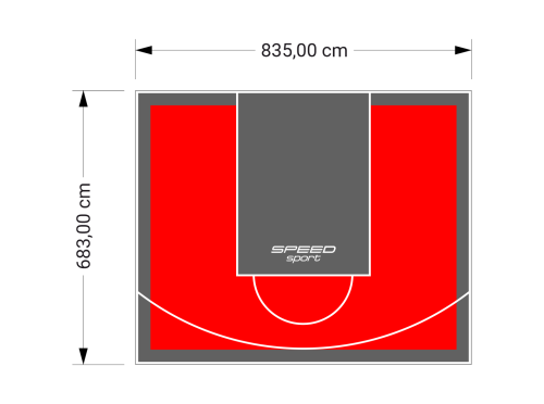 57M2/683X835CM CZERWONO-GRAFITOWE BOISKO DO KOSZYKÓWKI SPEEDSPORT HEXA POWER PRO