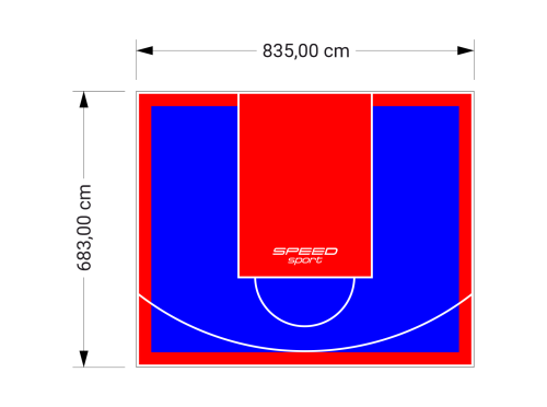 57M2/683X835CM NIEBIESKO-CZERWONE BOISKO DO KOSZYKÓWKI SPEEDSPORT HEXA POWER PRO