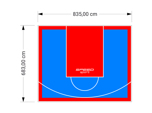 57M2/683X835CM BŁĘKITNO-CZERWONE BOISKO DO KOSZYKÓWKI SPEEDSPORT HEXA POWER PRO