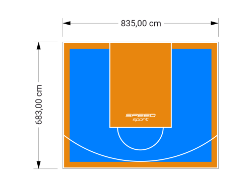 57M2/683X835CM BŁĘKITNO-POMARAŃCZOWE BOISKO DO KOSZYKÓWKI SPEEDSPORT HEXA POWER PRO