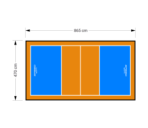 41M2/865x470CM BŁĘKITNO-POMARAŃCZOWE BOISKO DO SIATKÓWKI SPEEDSPORT HEXA POWER PRO