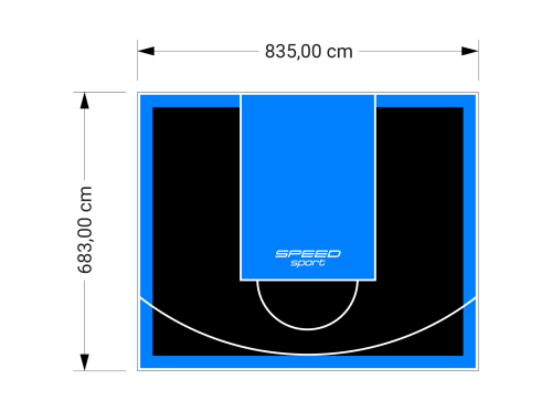 57M2/683X835CM CZARNO-BŁĘKITNE BOISKO DO KOSZYKÓWKI SPEEDSPORT HEXA POWER PRO