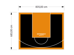57M2/683X835CM CZARNO-POMARAŃCZOWE BOISKO DO KOSZYKÓWKI SPEEDSPORT HEXA POWER PRO