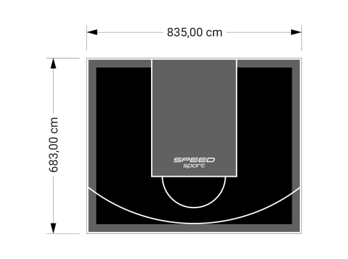 57M2/683X835CM CZARNO-GRAFITOWE BOISKO DO KOSZYKÓWKI SPEEDSPORT HEXA POWER PRO